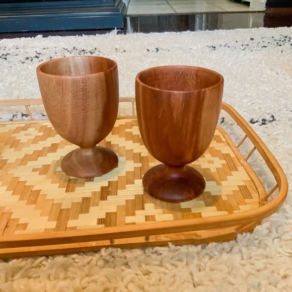 SOLD Vintage Wooden Wine Goblets - Picture 3 of 7